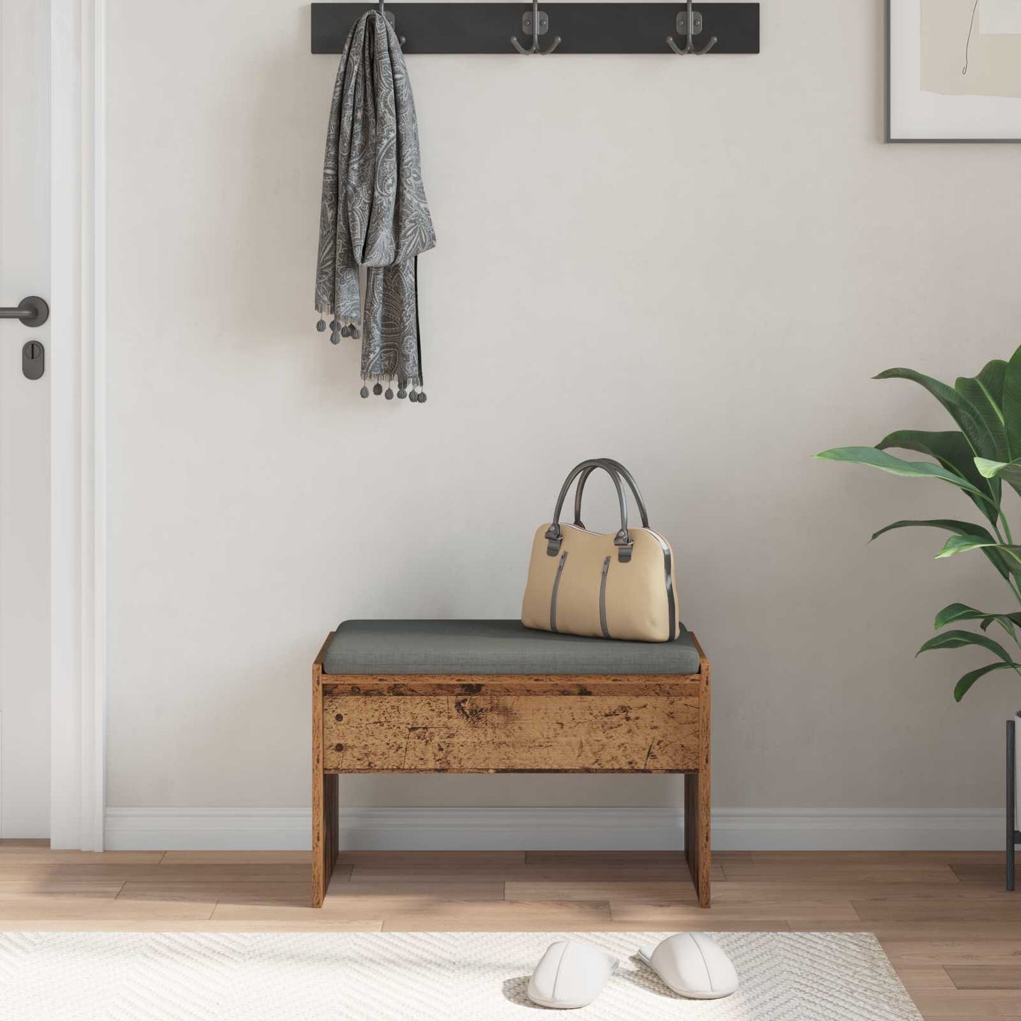 Halbank met kussen Oudhout 60 x 38 x 46 cm