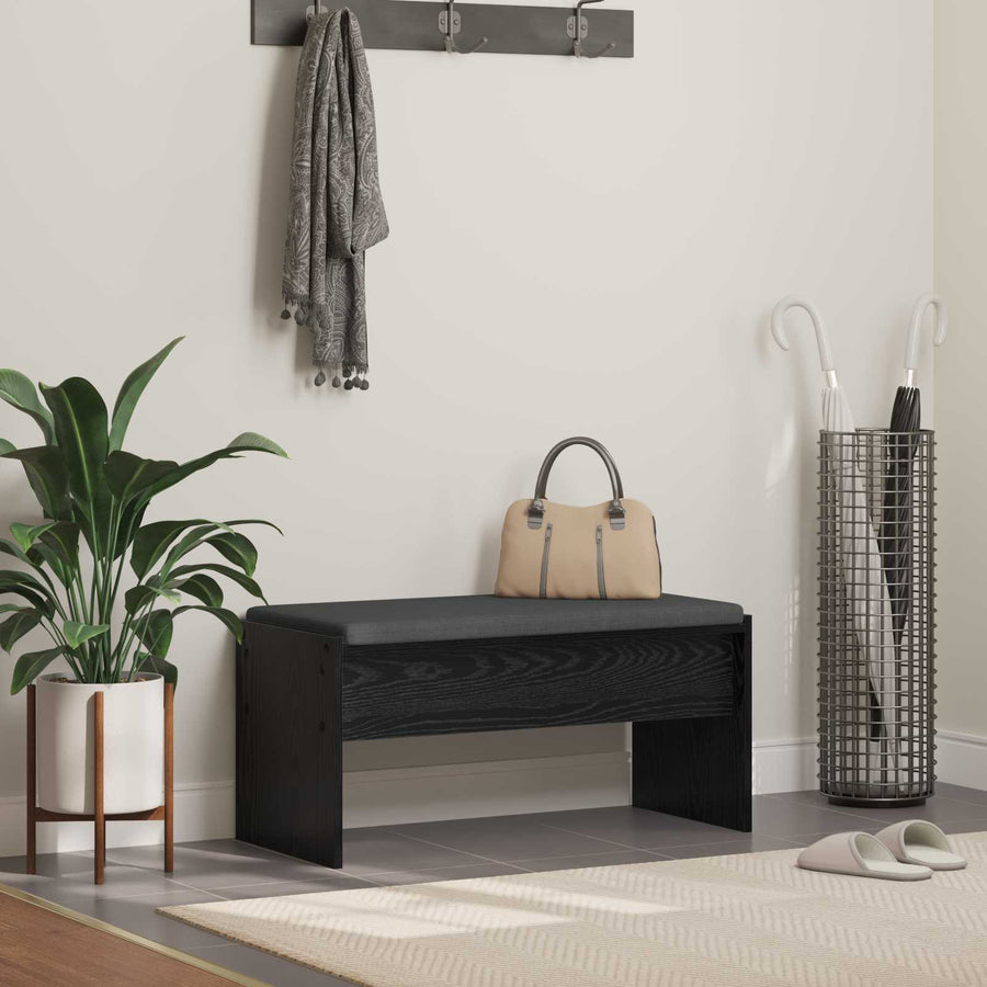 Halbank met kussen Zwart Eiken 80 x 38 x 46 cm