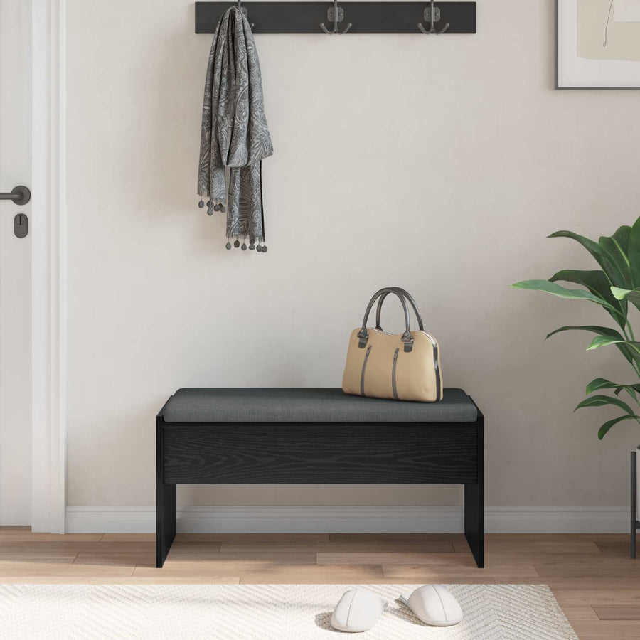 Halbank met kussen Zwart Eiken 80 x 38 x 46 cm