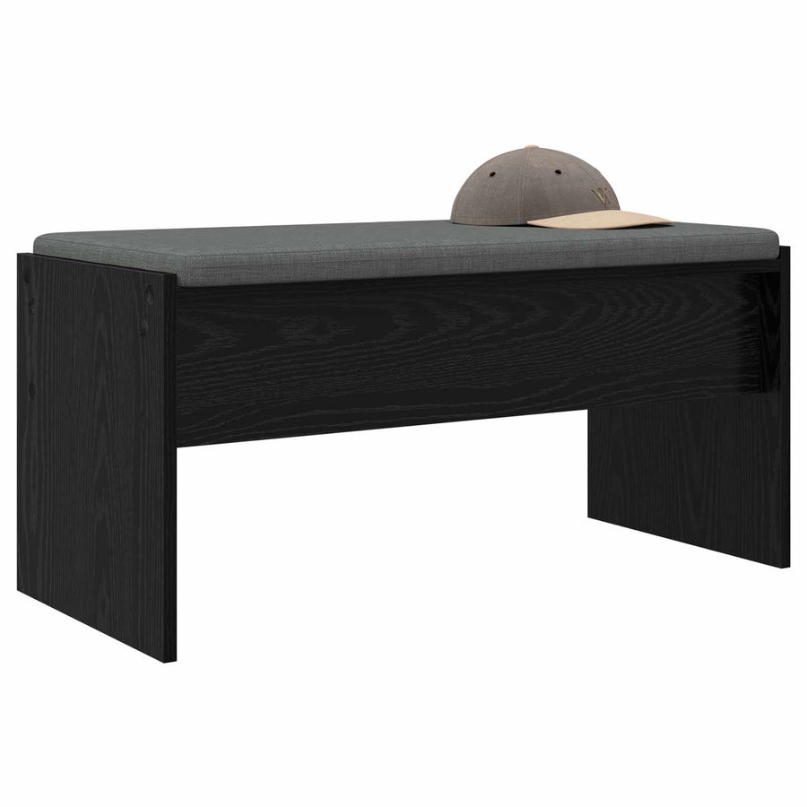 Halbank met kussen Zwart Eiken 80 x 38 x 46 cm