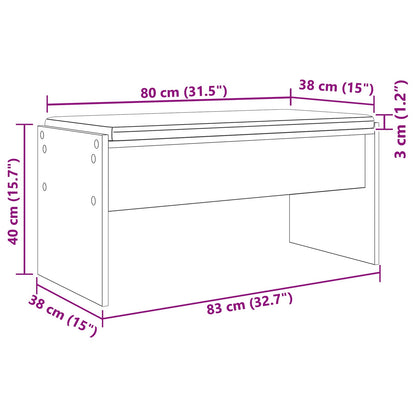 Halbank met kussen Zwart Eiken 80 x 38 x 46 cm