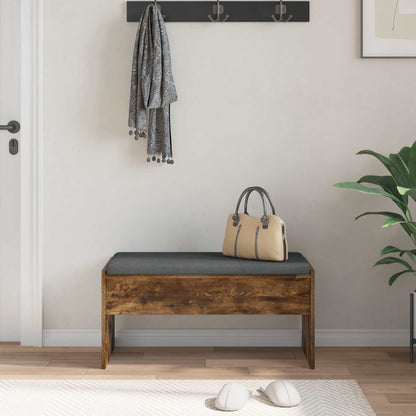 Halbank met kussen Gerookt eiken 80 x 38 x 46 cm