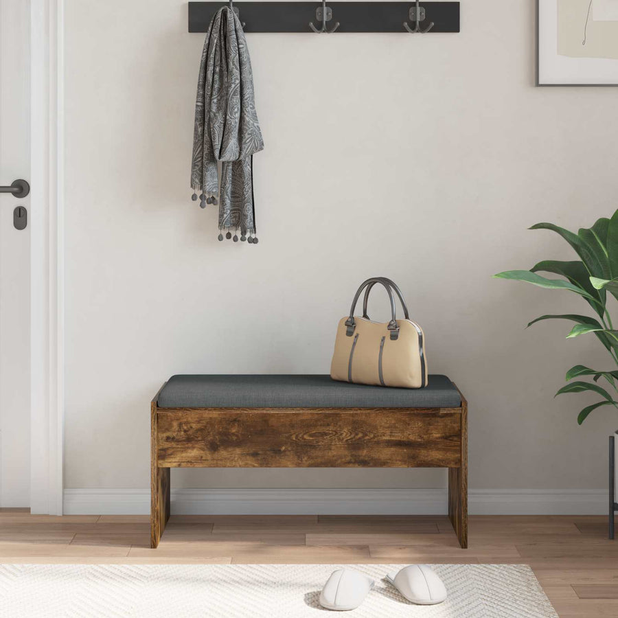 Halbank met kussen Gerookt eiken 80 x 38 x 46 cm