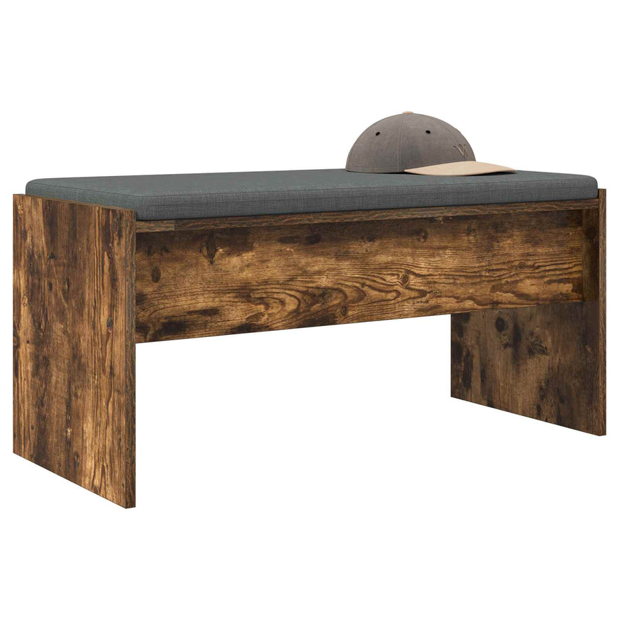 Halbank met kussen Gerookt eiken 80 x 38 x 46 cm