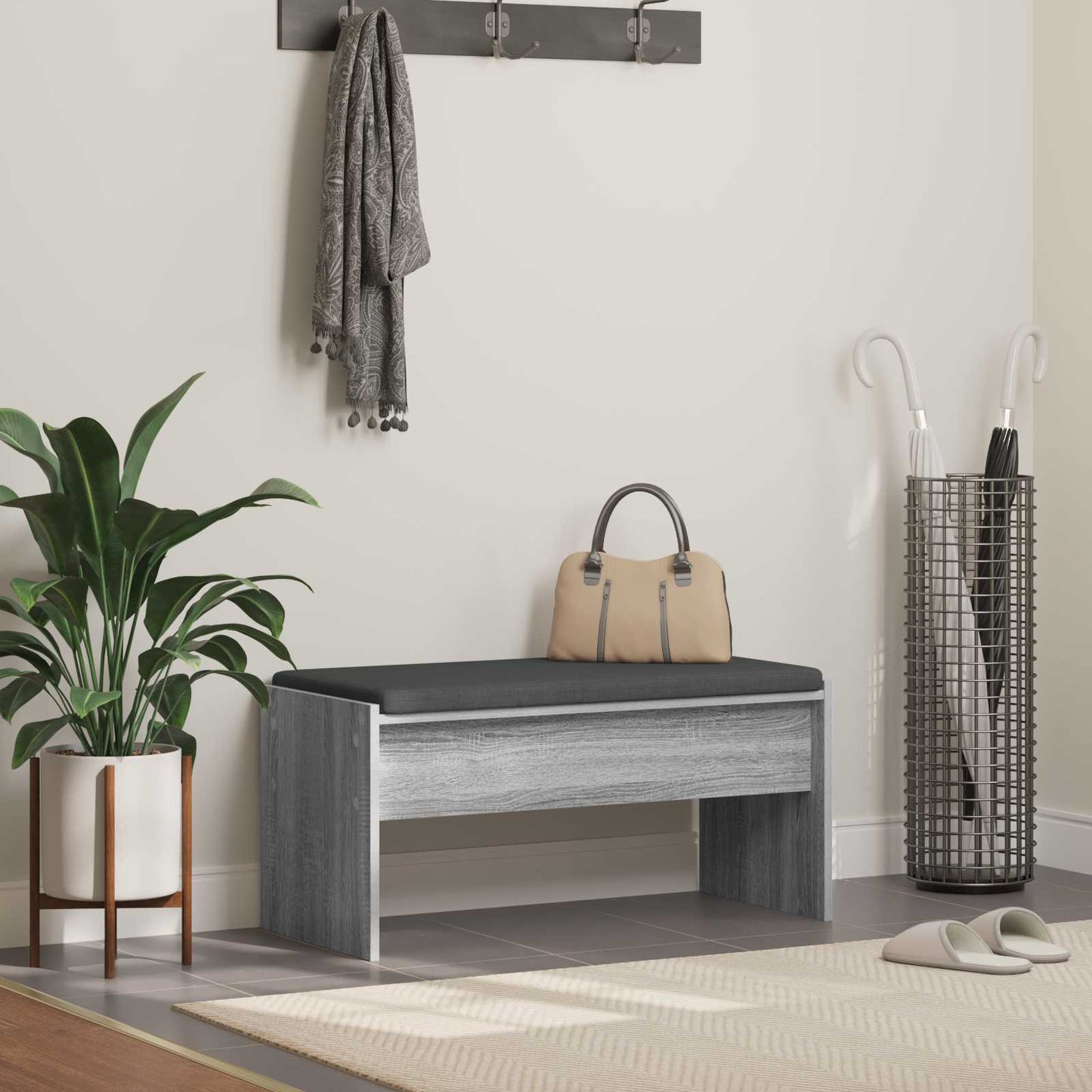 Halbank met kussen Grijs Sonoma 80 x 38 x 46 cm