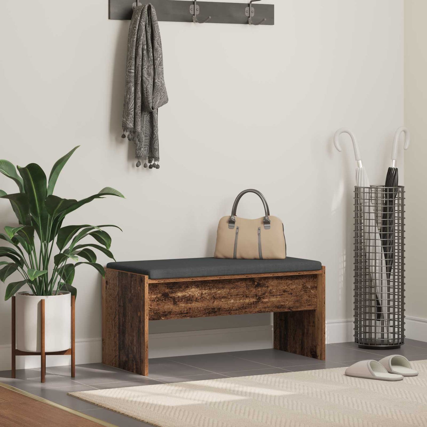 Halbank met kussen Oudhout 80 x 38 x 46 cm