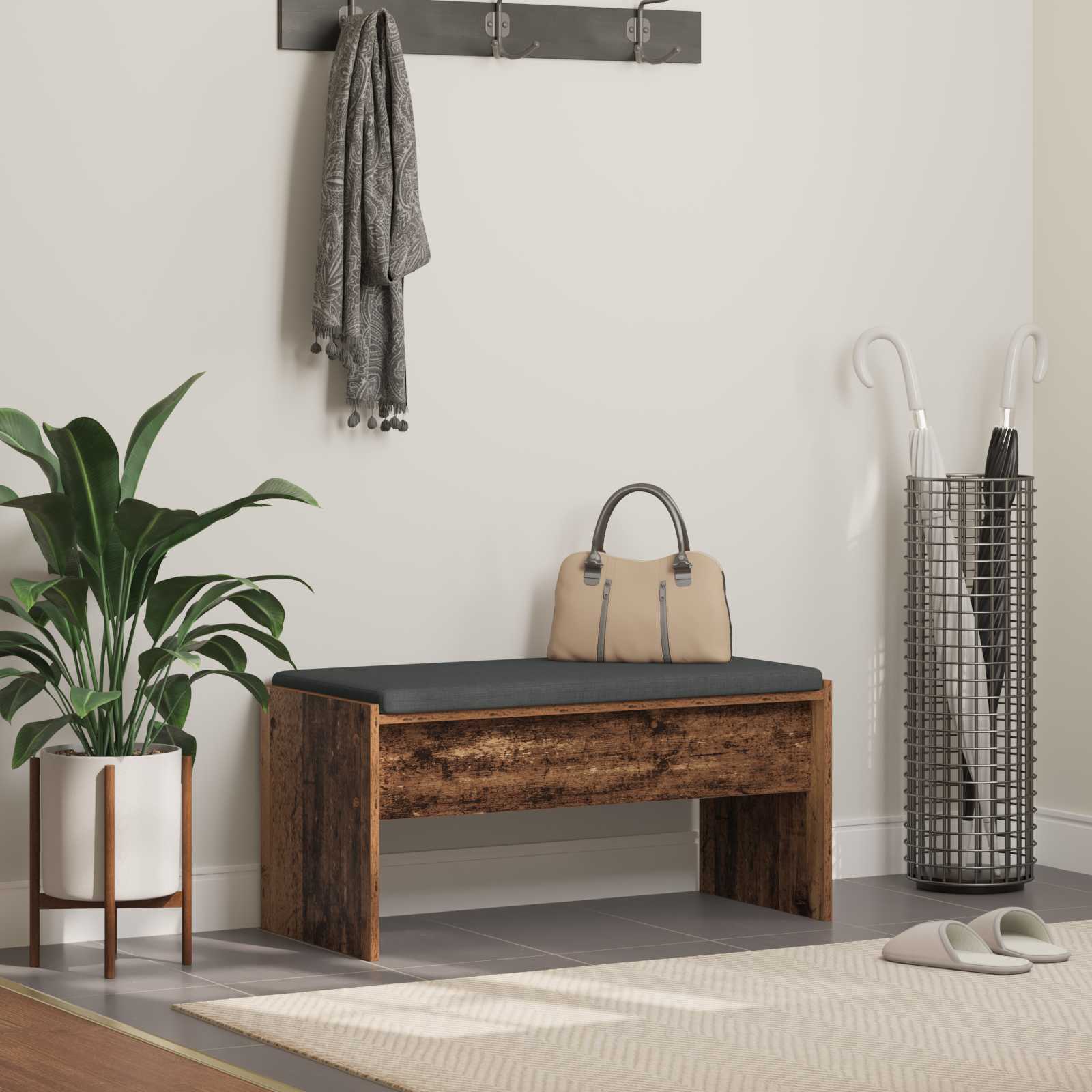 Halbank met kussen Oudhout 80 x 38 x 46 cm