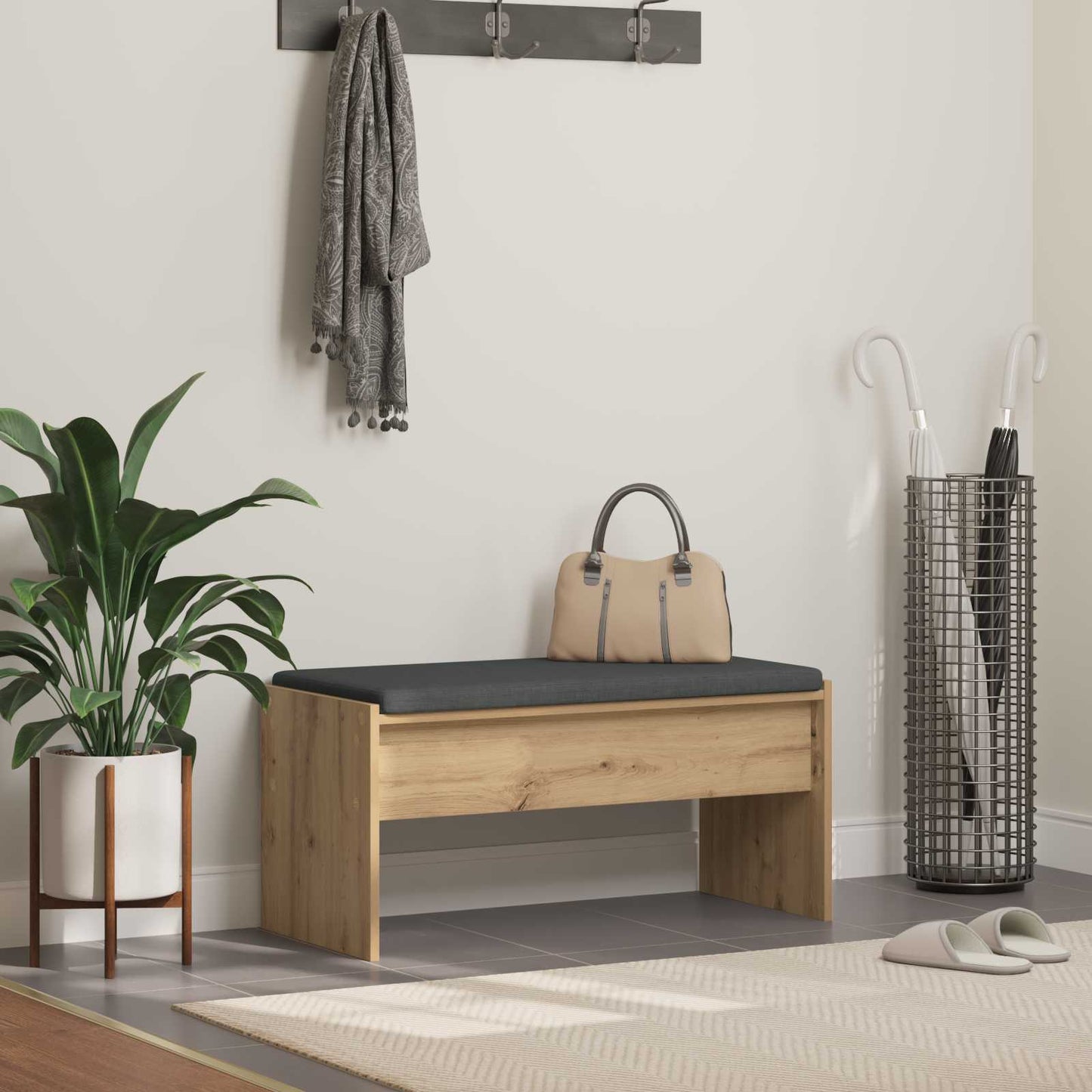 Halbank met kussen Artisan Eiken 80 x 38 x 46 cm
