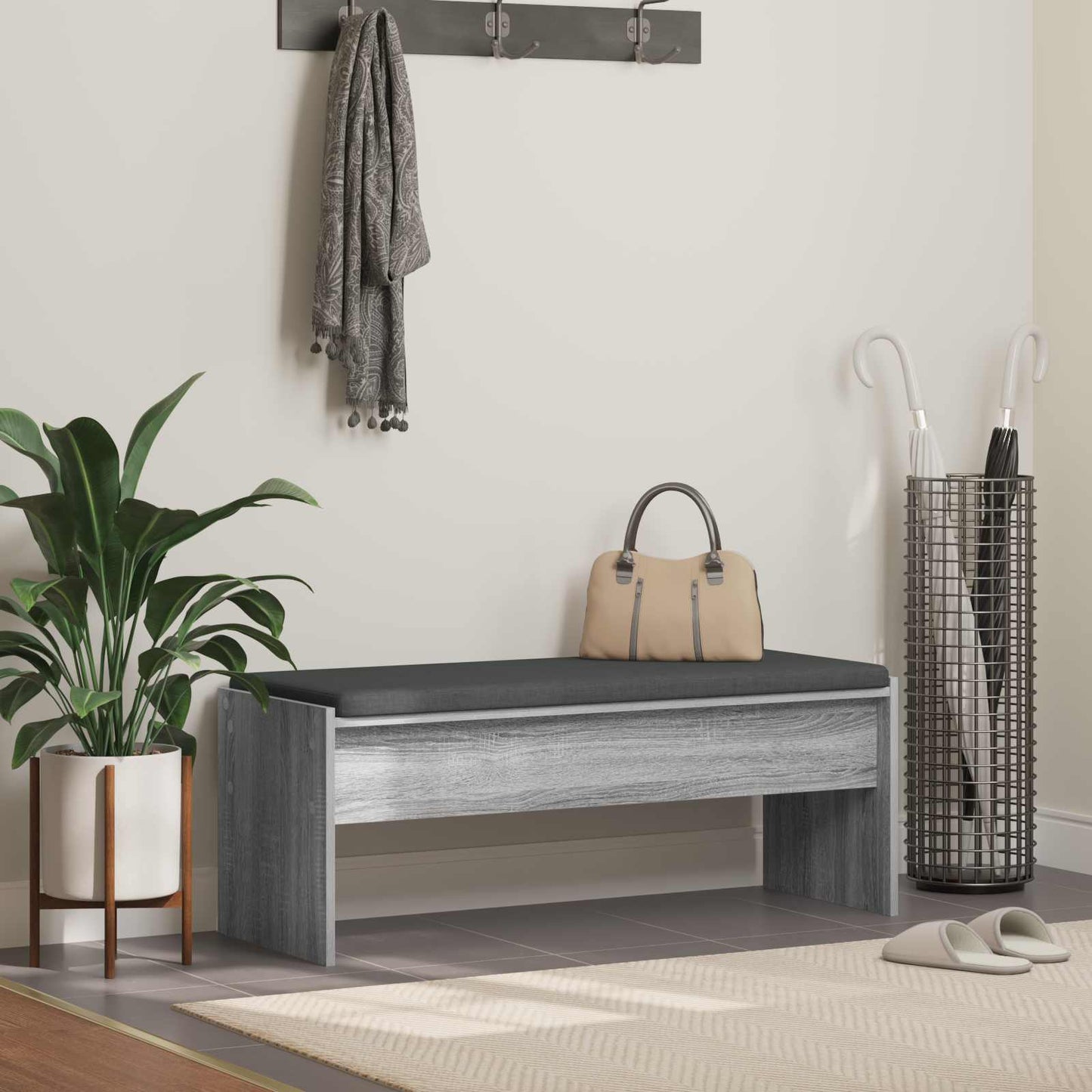 Halbank met kussen Grijs Sonoma 103 x 38 x 40 cm