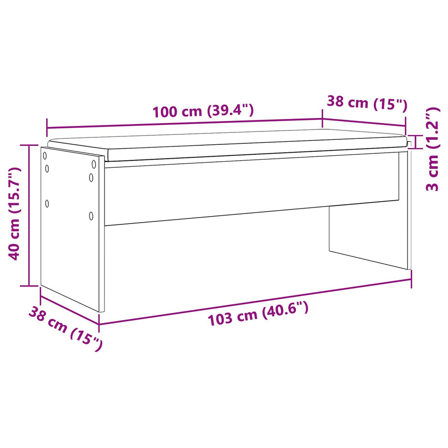Halbank met kussen Oudhout 100 x 38 x 46 cm