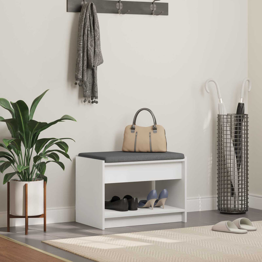 Halbank Wit 63 x 38 x 45 cm Geïndustrialiseerd hout en stof