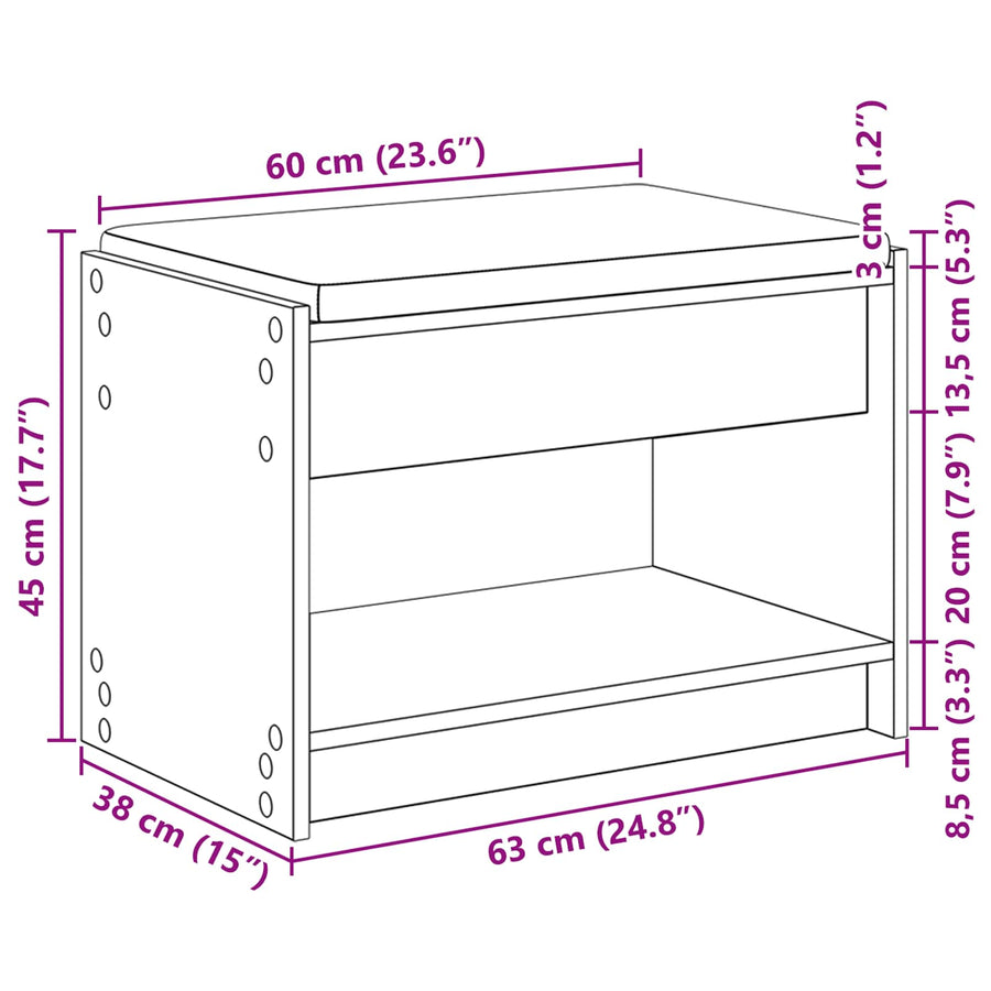 Halbank Wit 63 x 38 x 45 cm Geïndustrialiseerd hout en stof