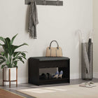 Hall bench with cushion with shelf Black Oak 63 x 38 x 45 cm