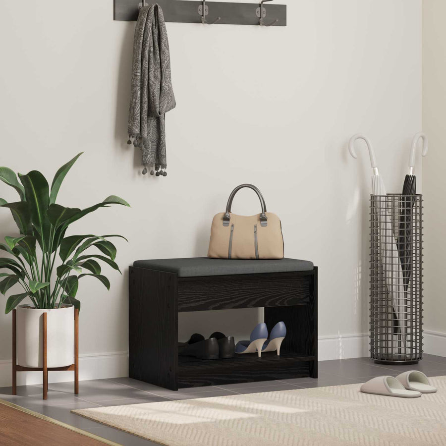 Halbank met kussen met plank Zwarte Eik 63 x 38 x 45 cm