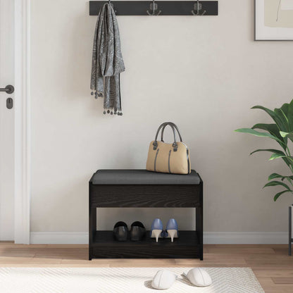 Halbank met kussen met plank Zwarte Eik 63 x 38 x 45 cm