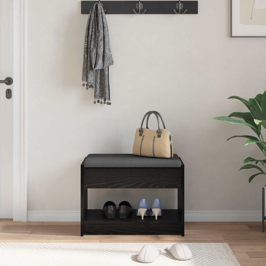 Halbank met kussen met plank Zwarte Eik 63 x 38 x 45 cm