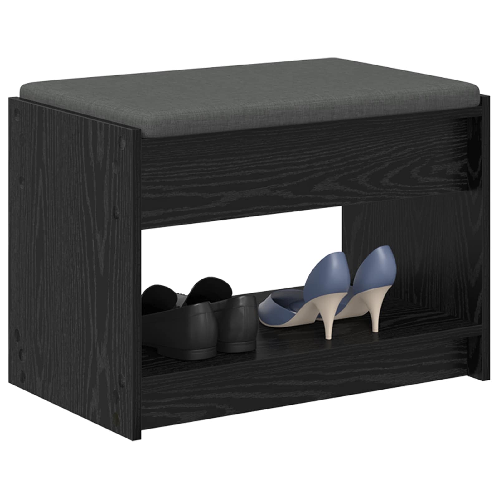 Halbank met kussen met plank Zwarte Eik 63 x 38 x 45 cm