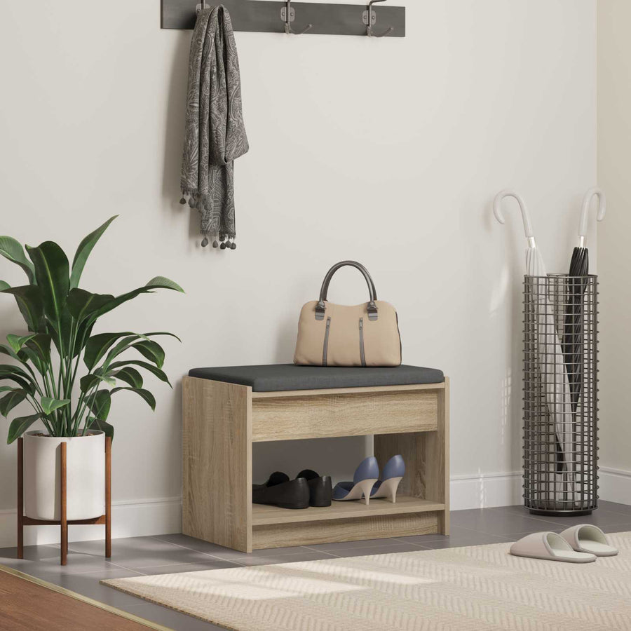 Halbank met kussen met plank Sonoma Eiken 63 x 38 x 45 cm