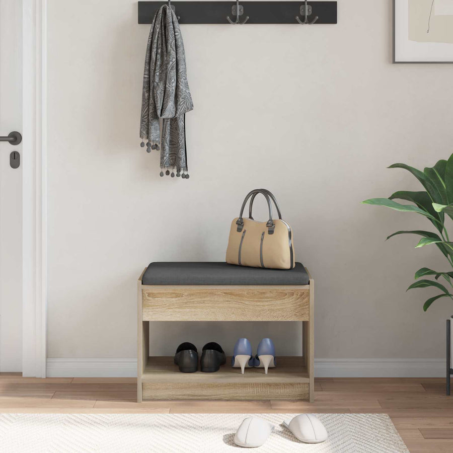 Halbank met kussen met plank Sonoma Eiken 63 x 38 x 45 cm
