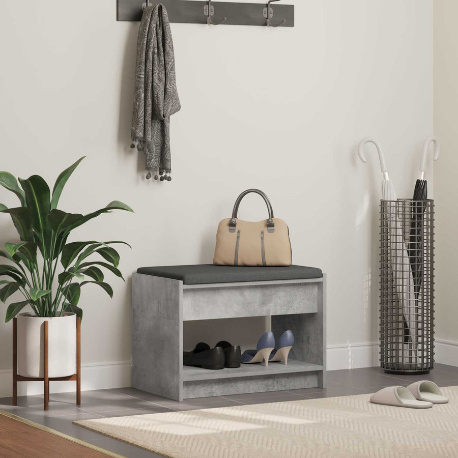 Halbank met kussen met plank Beton Grijs 63 x 38 x 45 cm