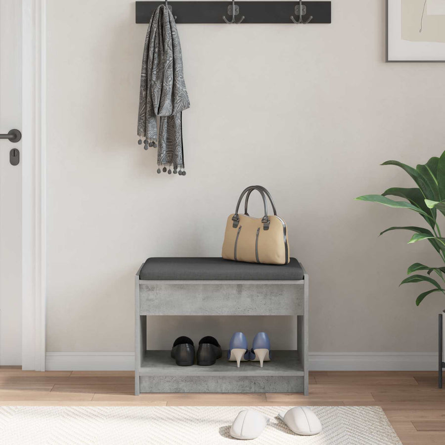 Halbank met kussen met plank Beton Grijs 63 x 38 x 45 cm