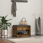 Hallway bench with cushion with shelf Smoked Oak 63 x 38 x 45 cm