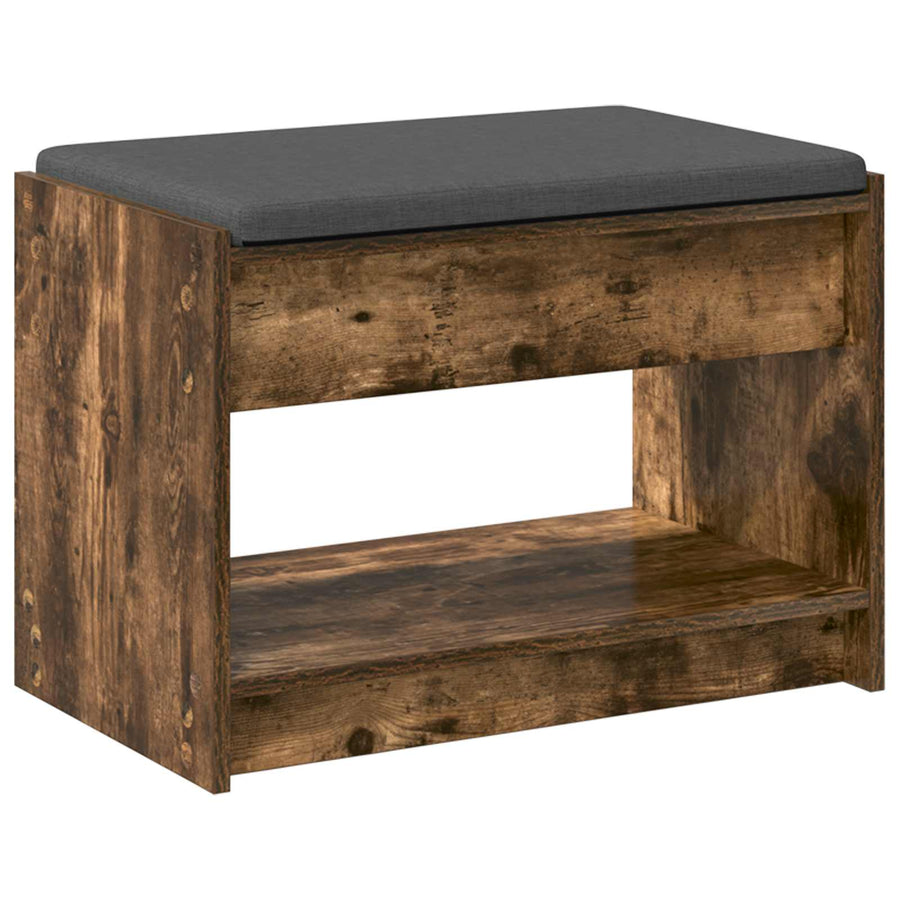 Halbank met kussen met plank Gerookte Eik 63 x 38 x 45 cm