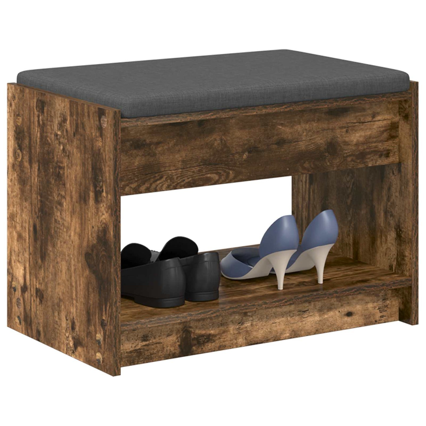Halbank met kussen met plank Gerookte Eik 63 x 38 x 45 cm
