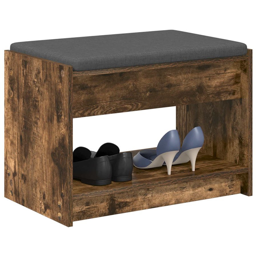 Halbank met kussen met plank Gerookte Eik 63 x 38 x 45 cm