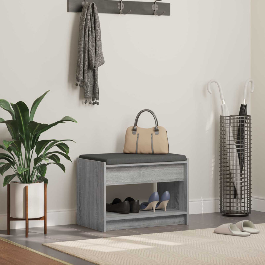 Halbank met kussen met plank Grijze Sonoma 63 x 38 x 45 cm