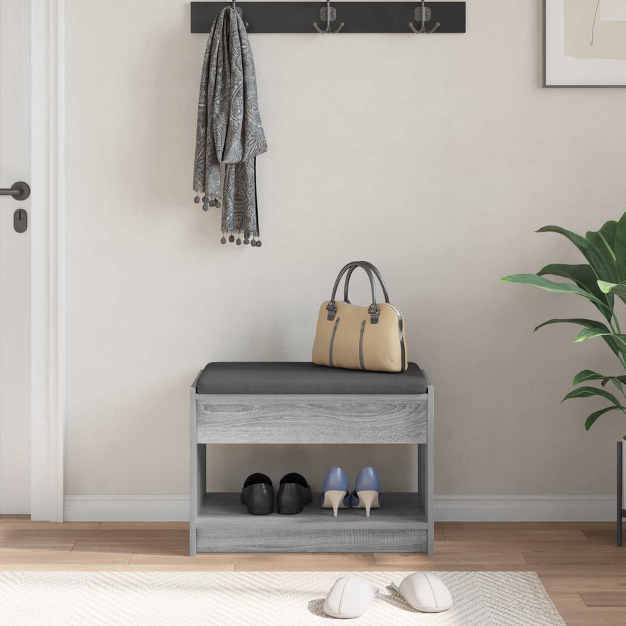 Halbank met kussen met plank Grijze Sonoma 63 x 38 x 45 cm
