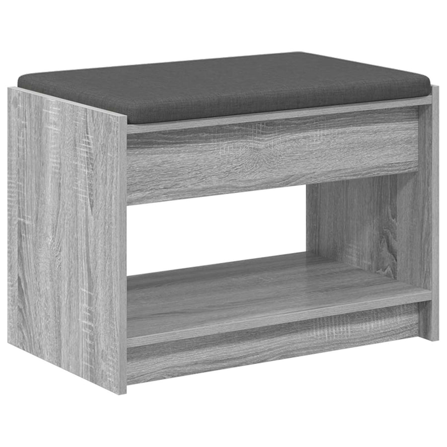 Halbank met kussen met plank Grijze Sonoma 63 x 38 x 45 cm