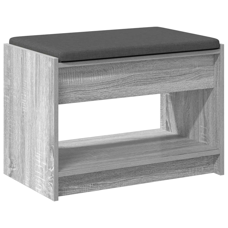 Halbank met kussen met plank Grijze Sonoma 63 x 38 x 45 cm