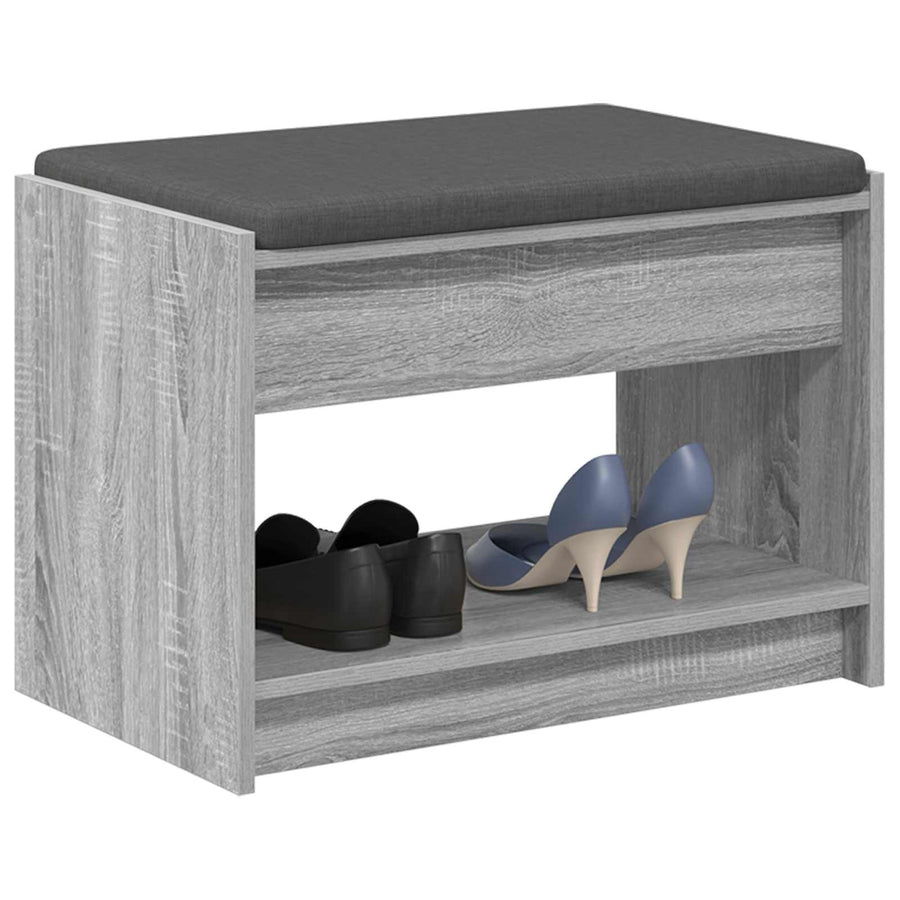 Halbank met kussen met plank Grijze Sonoma 63 x 38 x 45 cm