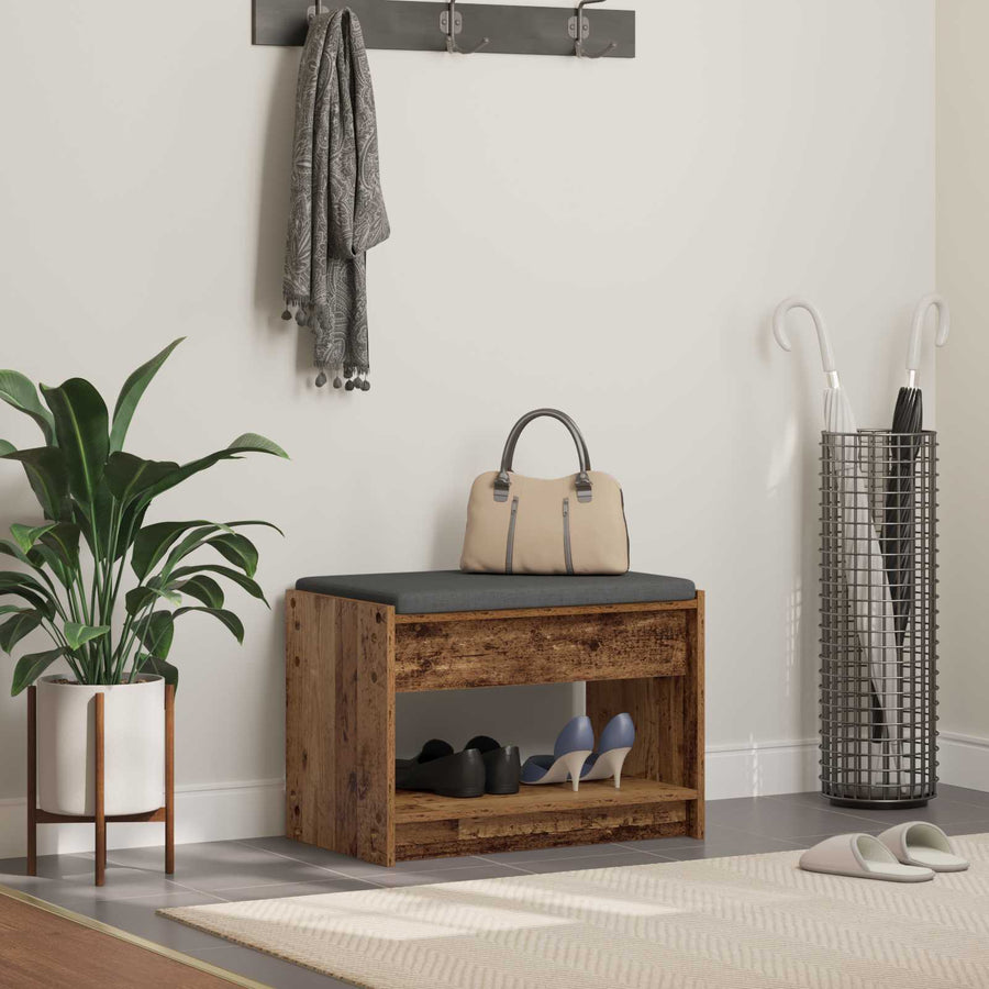 Halbank Oudhout 63 x 38 x 45 cm Geïndustrialiseerd hout en stof