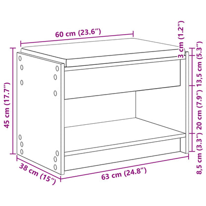 Halbank Oudhout 63 x 38 x 45 cm Geïndustrialiseerd hout en stof