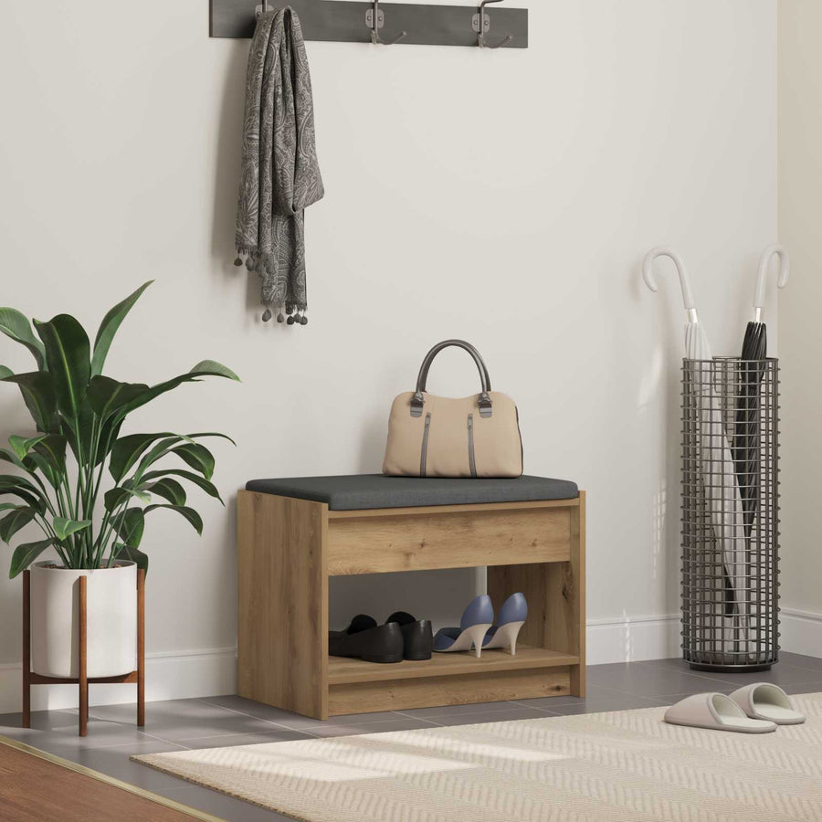 Halbank met kussen met plank Artisan Eik 63 x 38 x 45 cm