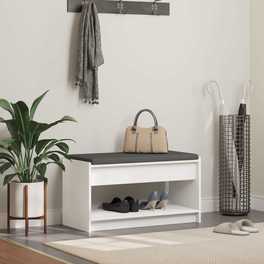 Halbank Wit 83 x 38 x 45 cm Geïndustrialiseerd hout en stof