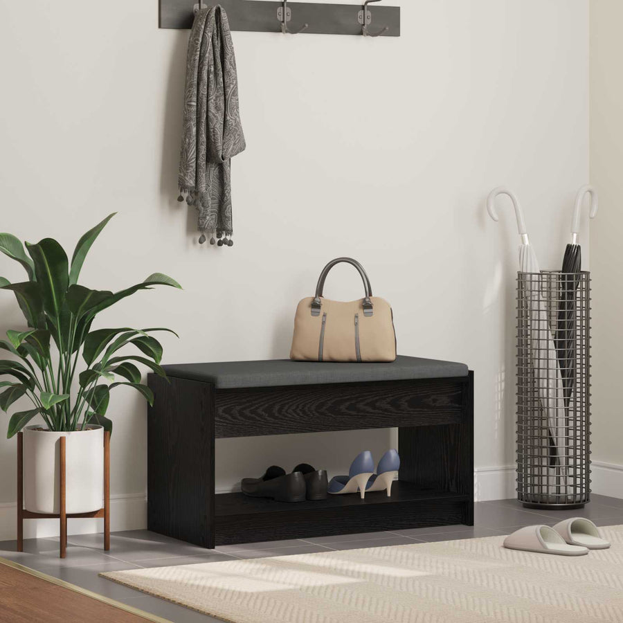 Halbank met kussen met plank Zwarte Eik 83 x 38 x 45 cm