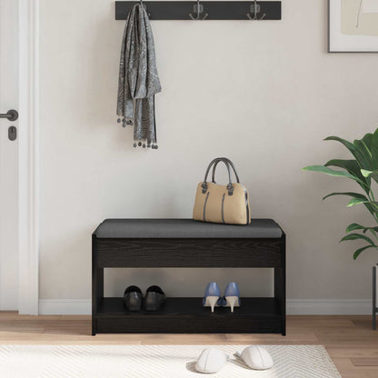 Halbank met kussen met plank Zwarte Eik 83 x 38 x 45 cm
