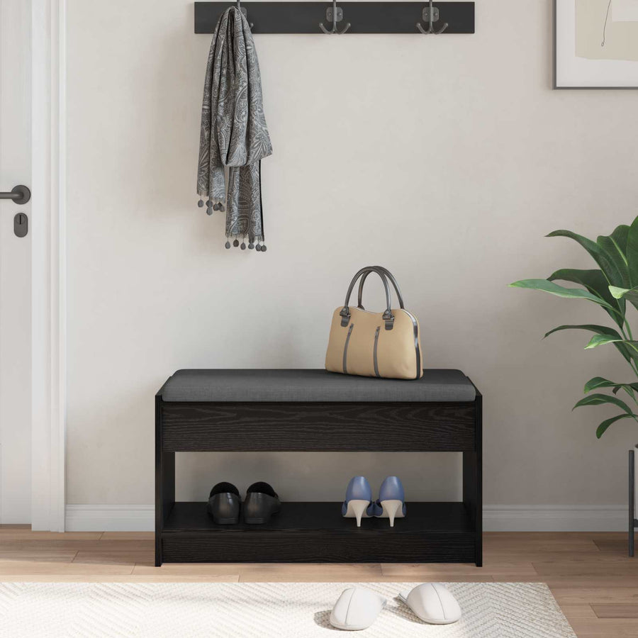 Halbank met kussen met plank Zwarte Eik 83 x 38 x 45 cm