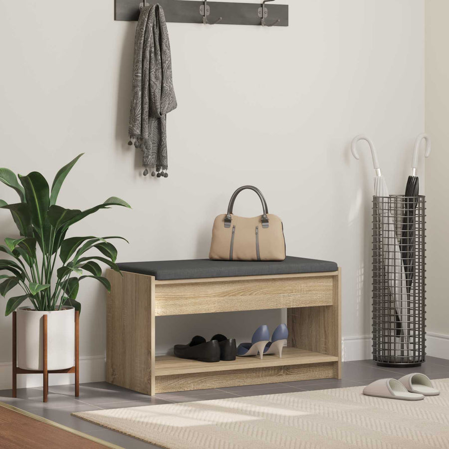Halbank met kussen met plank Sonoma Eiken 83 x 38 x 45 cm