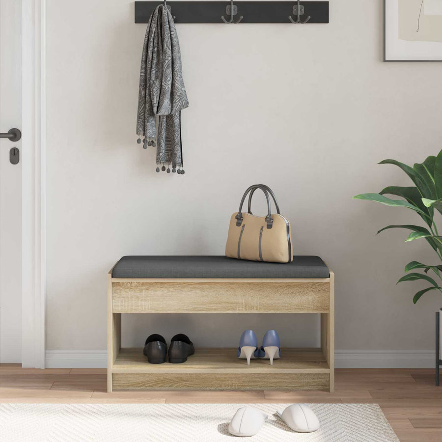 Halbank met kussen met plank Sonoma Eiken 83 x 38 x 45 cm