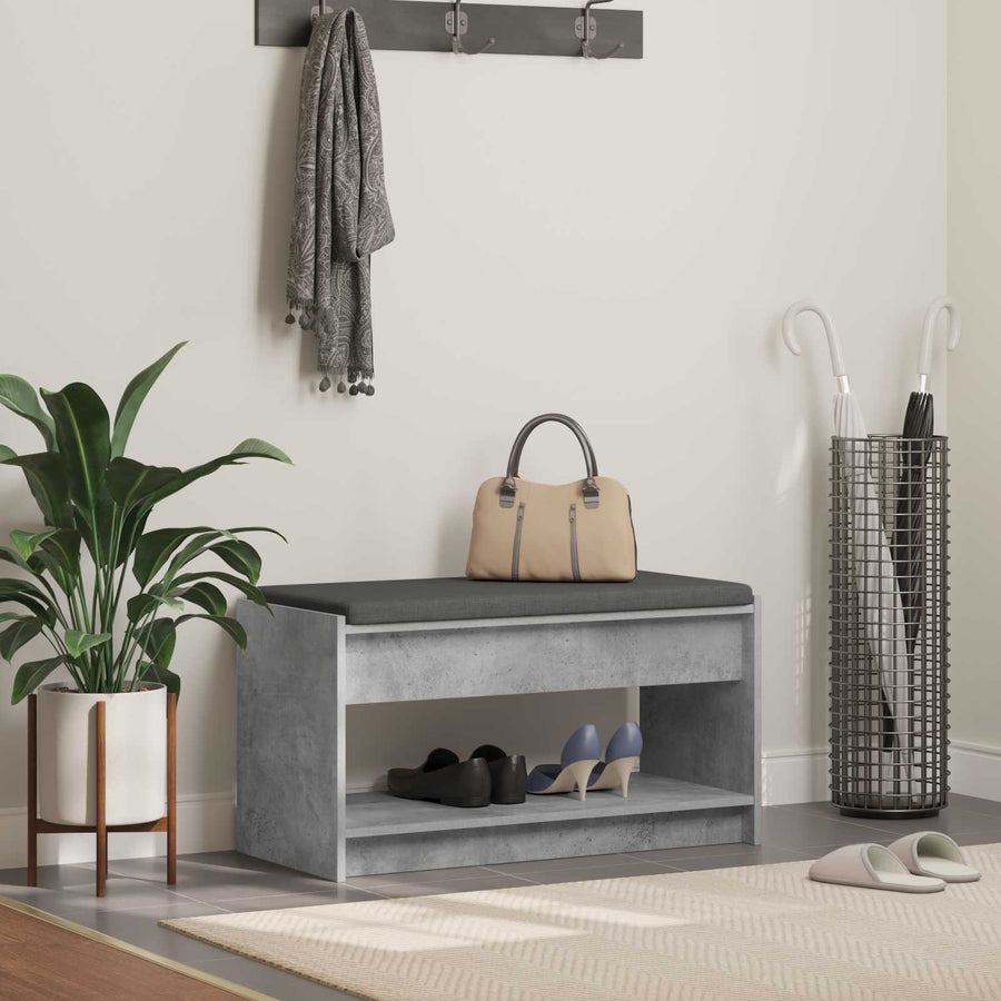 Halbank met kussen met plank Beton Grijs 83 x 38 x 45 cm