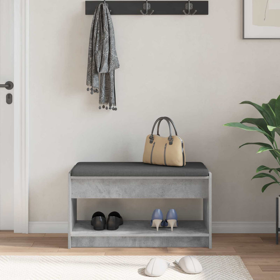Halbank met kussen met plank Beton Grijs 83 x 38 x 45 cm