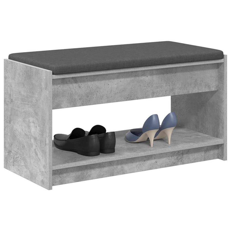 Halbank met kussen met plank Beton Grijs 83 x 38 x 45 cm