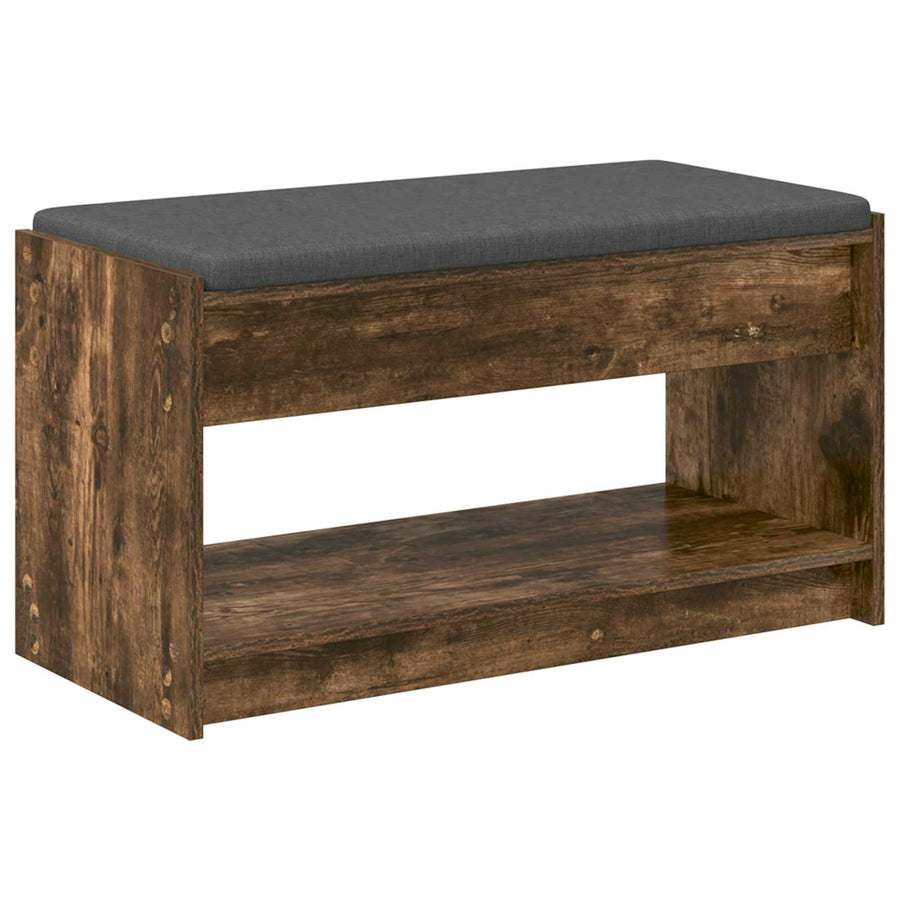 Halbank met kussen met plank Gerookte Eik 83 x 38 x 45 cm