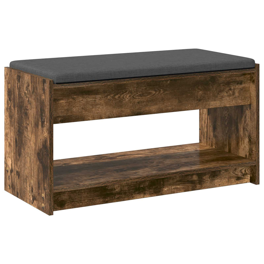 Halbank met kussen met plank Gerookte Eik 83 x 38 x 45 cm