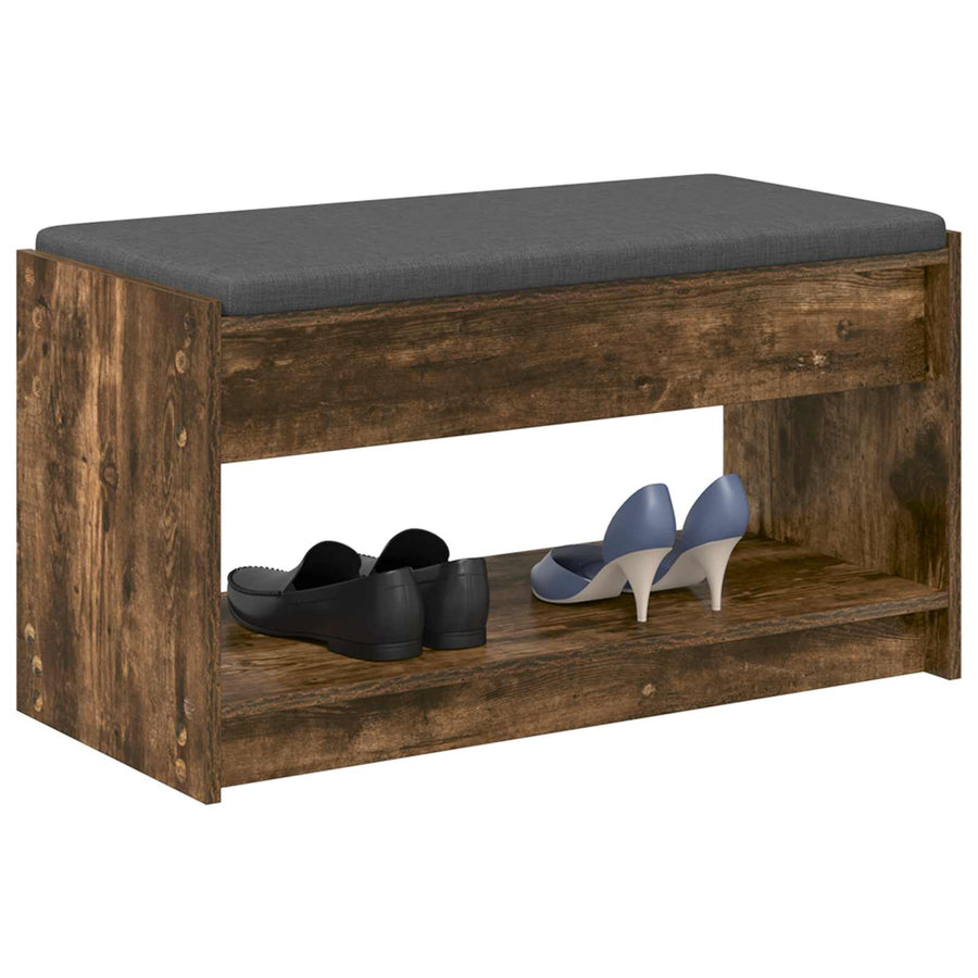 Halbank met kussen met plank Gerookte Eik 83 x 38 x 45 cm