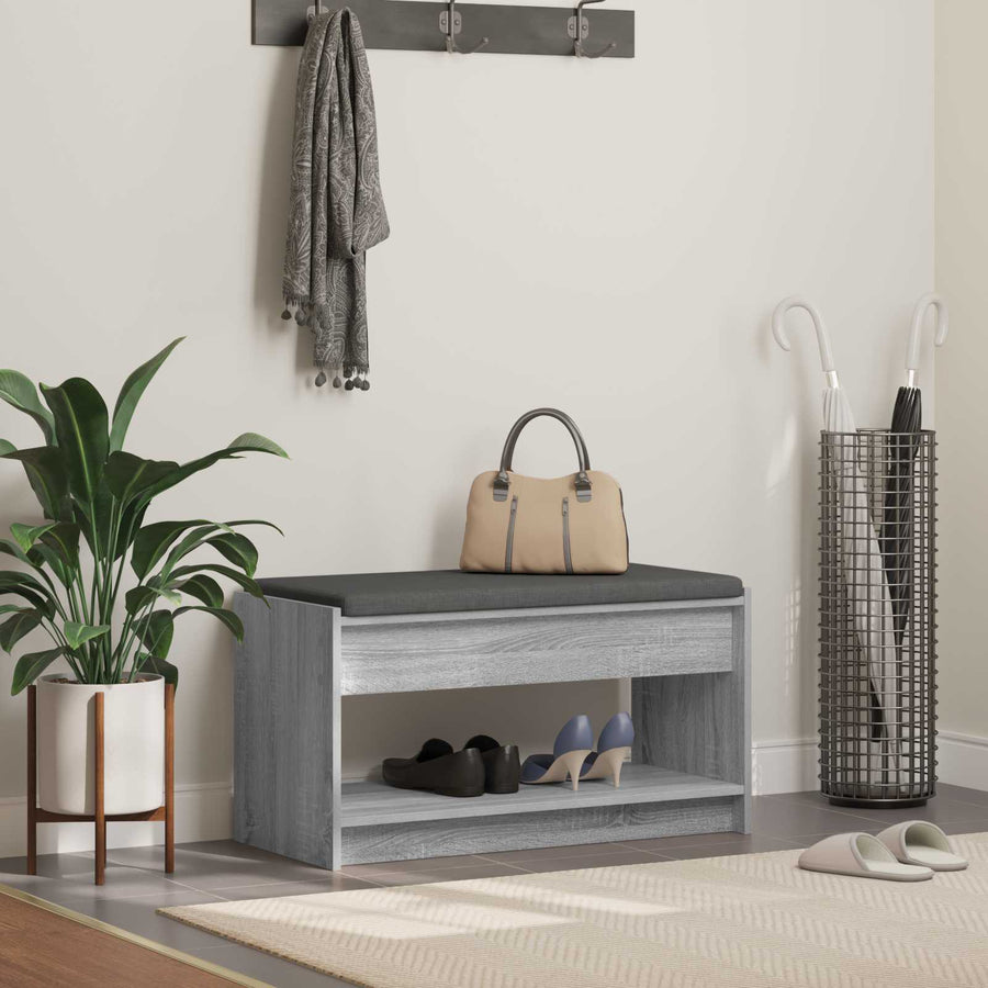 Halbank met kussen met plank Grijze Sonoma 83 x 38 x 45 cm